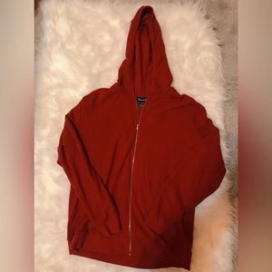 denim&co red zip up hoodie
